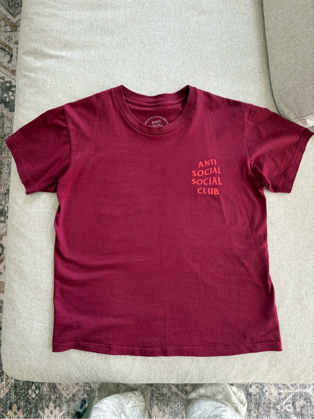 Anti Social Social Club Burgundy Tee - Authentic